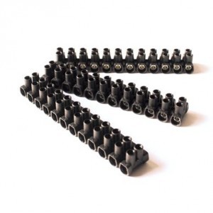 Barrette de 12 Dominos Électriques, Bornes Électriques, jusqu'à 16 mm,  raccordement électriquem 76A, Noir
